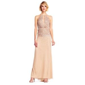 Adrianna Papell Sequined Open-Back Halter Dress